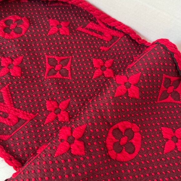 Louis Vuitton Monogram Logomania Deep Red Wine Scarf Preloved was $635 - Picture 2 of 3